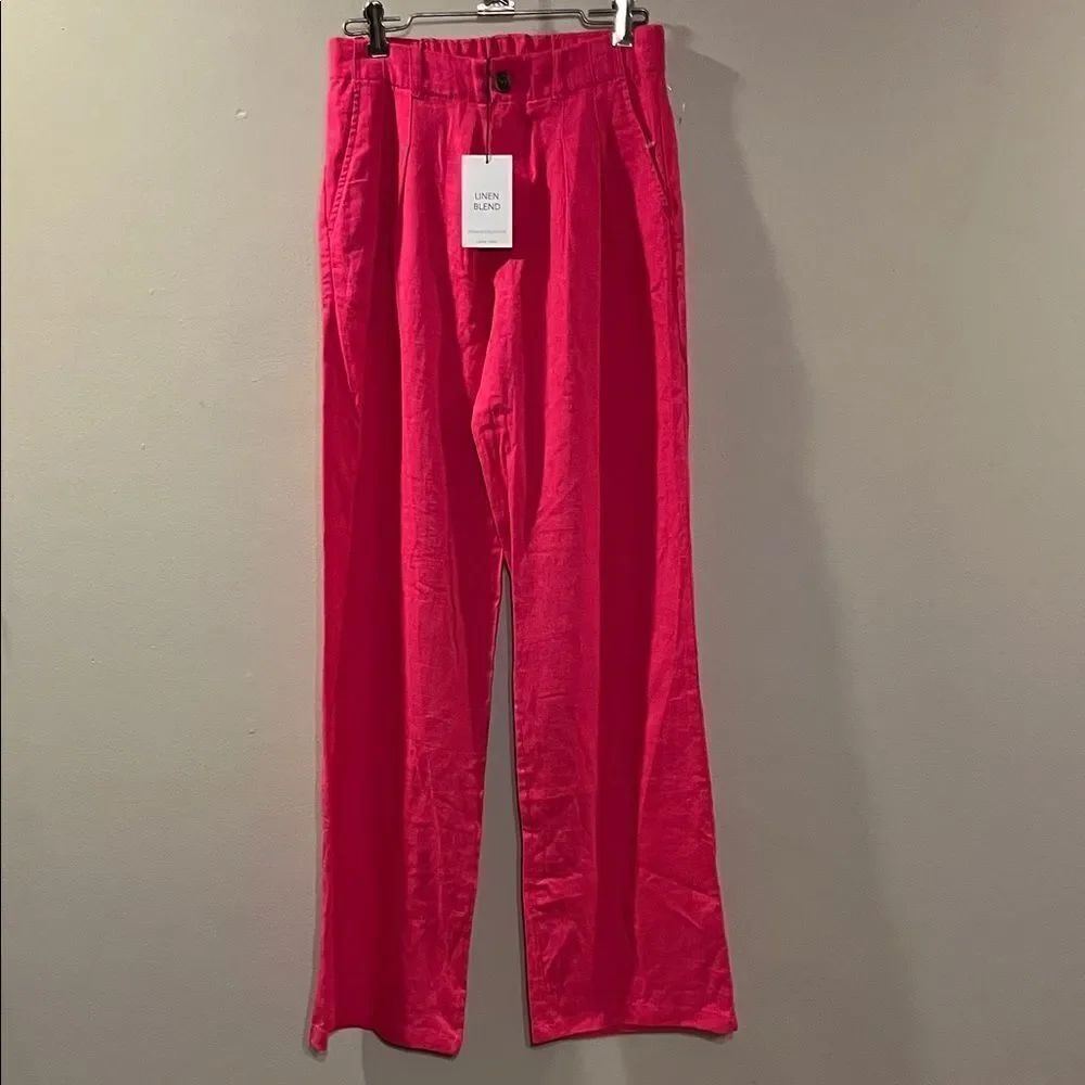NWT Love Tree Women's Linen Blend Pink Chinos